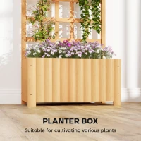 Outsunny Wooden Raised Garden Bed with Lattice Trellis, Outdoor Elevated Planter Box with Drainage Holes for Climbing Plants(m-5)