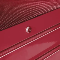 HOMCOM 5-Drawer Rolling Tool Cabinet on Wheels, Lockable Tool Chest, Tool Organizer for Garage, Factory and Workshop, Red(m-10)