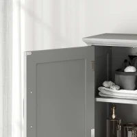 kleankin Modern Over The Toilet Storage, Bathroom Cabinets Over Toilet with Open Shelves and Double Door Cabinet, Grey(m-11)