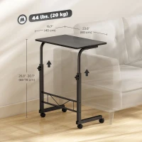 HOMCOM Mobile Standing Desk with Adjustable Height, 23.5 inch Stand Up Desk with Wheels, Black(m-3)