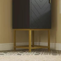 kleankin Tall Bathroom Storage Cabinet, Modern Narrow Bathroom Cabinet with Diamond Chevron Pattern and Adjustable Shelf, Black(m-11)