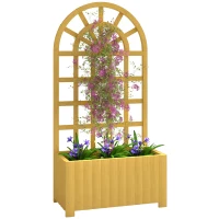 Outsunny Wooden Raised Garden Bed with Lattice Trellis, Outdoor Elevated Planter Box with Drainage Holes for Climbing Plants(m-11)