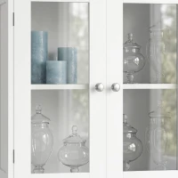 HOMCOM Freestanding Bathroom Cabinet with Glass/Louvred Doors, Tall Bathroom Cabinet for Kitchen, Study, Living Room(m-15)