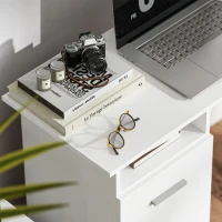 HOMCOM Computer Desk with Storage, 39" Home Office Desk with 3 Drawers nad Open Shelf, Writing Table for Bedroom, White(m-9)