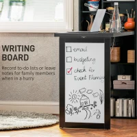 HOMCOM Fold-out Convertible Office Desk, Wall Mount Computer Desk with Whiteboard and Side Shelf, Black(m-6)