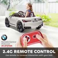 Aosom 12V Electric Ride on Car with Remote Control, 3.1 MPH Kids Ride-on Toy for Boys and Girls with Portable Battery, Suspension System, Horn Honking, Music, Lights, White(m-5)
