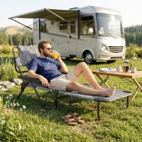 Outsunny Folding Lounge Chair w/ Reclining Back, Mixed Grey(m-9)