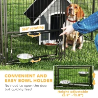 PawHut Large Outdoor Dog Kennel with 2 Rooms, Rotating & Adjustable Height Bowls, 13.5' x 9.4' x 5.1'(m-12)
