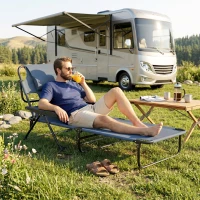 Outsunny Folding Lounge Chair w/ Reclining Back, Gray(m-8)