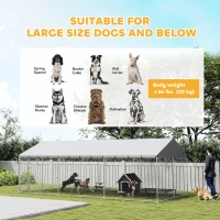 PawHut Galvanized Steel Outdoor Dog Kennel with Roof, Safety Locks, for Backyard, 19.7' x 9.8' x 7.1'(m-10)
