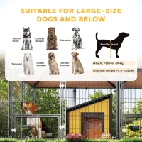 PawHut Large Outdoor Dog Kennel with 2 Rooms, Rotating & Adjustable Height Bowls, 13.5' x 9.4' x 5.1'(m-10)