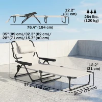 Outsunny Folding Lounge Chair w/ Reclining Back, Cream White(m-3)