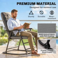 Outsunny Folding Rocking Chair Set of 2 Padded Rockers with Armrest, Light Grey(m-6)