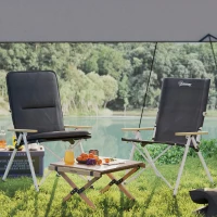 Outsunny Camping Chairs 2 Pack, Portable Folding Camp Chair with Padded Seat and Bag, Outdoor High Back Recliner, Black(m-9)