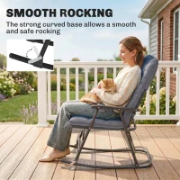 Outsunny Folding Rocking Chair Set of 2 Padded Rockers with Armrest, Navy Blue(m-8)