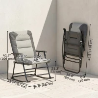 Outsunny Folding Rocking Chair Set of 2 Padded Rockers with Armrest, Light Grey(m-3)