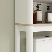 HOMCOM Over The Toilet Storage Cabinet, Bathroom Space Saver Cabinet with Adjustable Shelf, Bathroom Organizer, White(m-11)