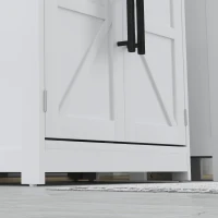 HOMCOM Farmhouse Pedestal Sink Storage Cabinet, Bathroom Under Sink Cabinet with 2 Barn Doors and Adjustable Shelf, White(m-12)