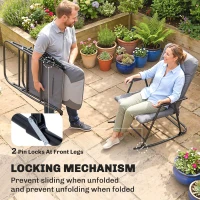 Outsunny Folding Rocking Chair Set of 2 Padded Rockers with Armrest, Light Grey(m-5)