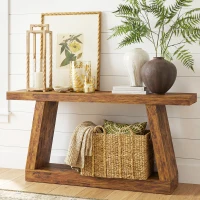 HOMCOM 55" Farmhouse Console Table, 2-Tier Entryway Table with Storage for Hallway, Living Room, Behind Couch, Rustic Brown(m-11)