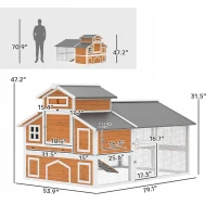 PawHut 79"L Chicken Coop with Run for 6 Chickens, Wooden Chicken House with Nesting Boxes and Pull-Out Tray(m-3)