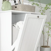 HOMCOM Laundry Cabinet with Removable Basket, Tilt Out Laundry Hamper with Adjustable Shelf and Open Compartments, White(m-11)