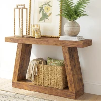HOMCOM 42" Farmhouse Console Table, 2-Tier Entryway Table with Storage for Hallway, Living Room, Behind Couch, Rustic Brown(m-11)