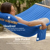 Outsunny Outdoor Hammock 2-Person, with Pillow & Pad, 440 lbs Capacity, Navy Blue(m-7)