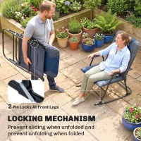 Outsunny Folding Rocking Chair Set of 2 Padded Rockers with Armrest, Navy Blue(m-6)