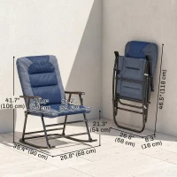 Outsunny Folding Rocking Chair Set of 2 Padded Rockers with Armrest, Navy Blue(m-4)