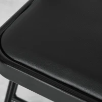 HOMCOM Set of 2 Metal Foldable Chairs, PU Leather Padded Folding Chairs with Cushion Seat and Open Back for Indoor, Black(m-12)