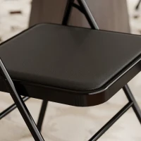 HOMCOM Set of 6 Metal Foldable Chairs, PU Leather Padded Folding Chairs with Cushion Seat and Open Back for Indoor, Black(m-11)