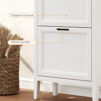 HOMCOM Shoe Cabinet with 2 Flip Drawers, Farmhouse Narrow Shoe Storage Cabinet with Adjustable Shelves, White(m-9)