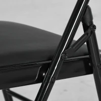 HOMCOM Set of 4 Metal Foldable Chairs, PU Leather Padded Folding Chairs with Cushion Seat and Open Back for Indoor, Black(m-11)