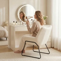 HOMCOM Accent Chair, Sherpa Fleece Armchair with Wide Backrest and Metal Legs, White(m-10)
