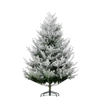 HOMCOM 6 FT Artificial Christmas Tree, Flocked Hinged Xmas Tree with 795 Tips, Steel Base, Auto Open, Green(m-1)