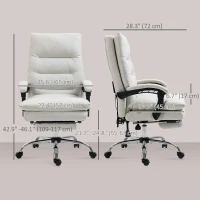 Vinsetto Executive Office Chair with 6-Point Massag, Microfibre Reclining Computer Chair with Footrest, Cream White(m-3)