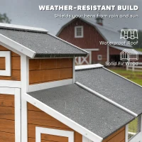PawHut 79"L Chicken Coop with Run for 6 Chickens, Wooden Chicken House with Nesting Boxes and Pull-Out Tray(m-6)