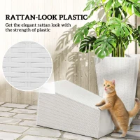 Outsunny Tall Planters for Outdoor Plants Set of 3, 24 In Taper Planters with Drainage Holes, Rattan Decor Plant Pots, White(m-6)