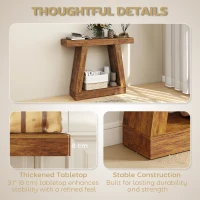 HOMCOM 42" Farmhouse Console Table, 2-Tier Entryway Table with Storage for Hallway, Living Room, Behind Couch, Rustic Brown(m-4)