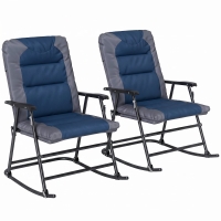 Outsunny Folding Rocking Chair Set of 2 Padded Rockers with Armrest, Navy Blue