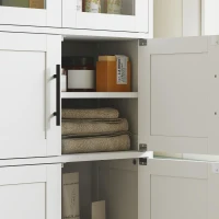 HOMCOM 67" Tall Bathroom Storage Cabinet, Modern Freestanding Bathroom Cabinet with Glass Doors and Adjustable Shelves, White(m-12)