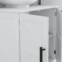HOMCOM Farmhouse Pedestal Sink Storage Cabinet, Bathroom Under Sink Cabinet with 2 Barn Doors and Adjustable Shelf, White(m-11)