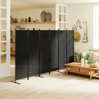 HOMCOM 6 Panel Room Divider, 6 Ft Folding Privacy Screen, Portable Freestanding Partition Wall Divider, Charcoal Grey(m-8)