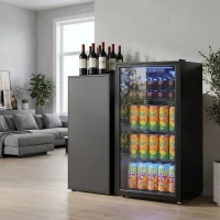 HOMCOM 3.2 Cu.Ft Beverage Refrigerator, 139 Can Beverage Fridge Cooler with Double-Layer Glass Door(m-9)
