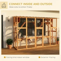 PawHut Large Catio with Multiple Shelves & Bridges, Catio with Ramps, Cat Window Box Enclosure for Outdoor Use, Orange(m-4)
