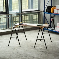 HOMCOM 2PCS Saw Horse Twin Pack Folding Workbench Metal Trestle Stands with Non-slip EVA Surface Orange(m-1)