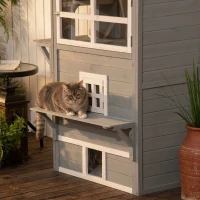 PawHut Outdoor Cat House, 3-Tier Kitty Shelter with 5 Escape Doors, Weather Resistant, Gray & White(m-10)