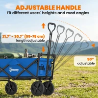 Outsunny Steel Frame Folding Garden Cart, Collapsible Wagon Cart with Removable Canopy, Telescopic Handle and Carrying Bag, Dark Blue(m-5)