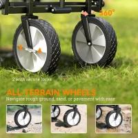 Outsunny Small Collapsible Folding Wagon Cart, Heavy Duty Outdoor Utility Garden Cart with Universal Wheels and Adjustable Handle for Camping Sports Shopping Beach, Dark Blue(m-7)
